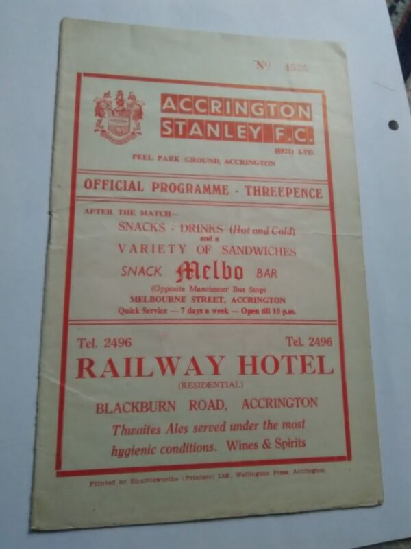 Accrington Stanley v Norwich City 1959-60 for sale on Ebay