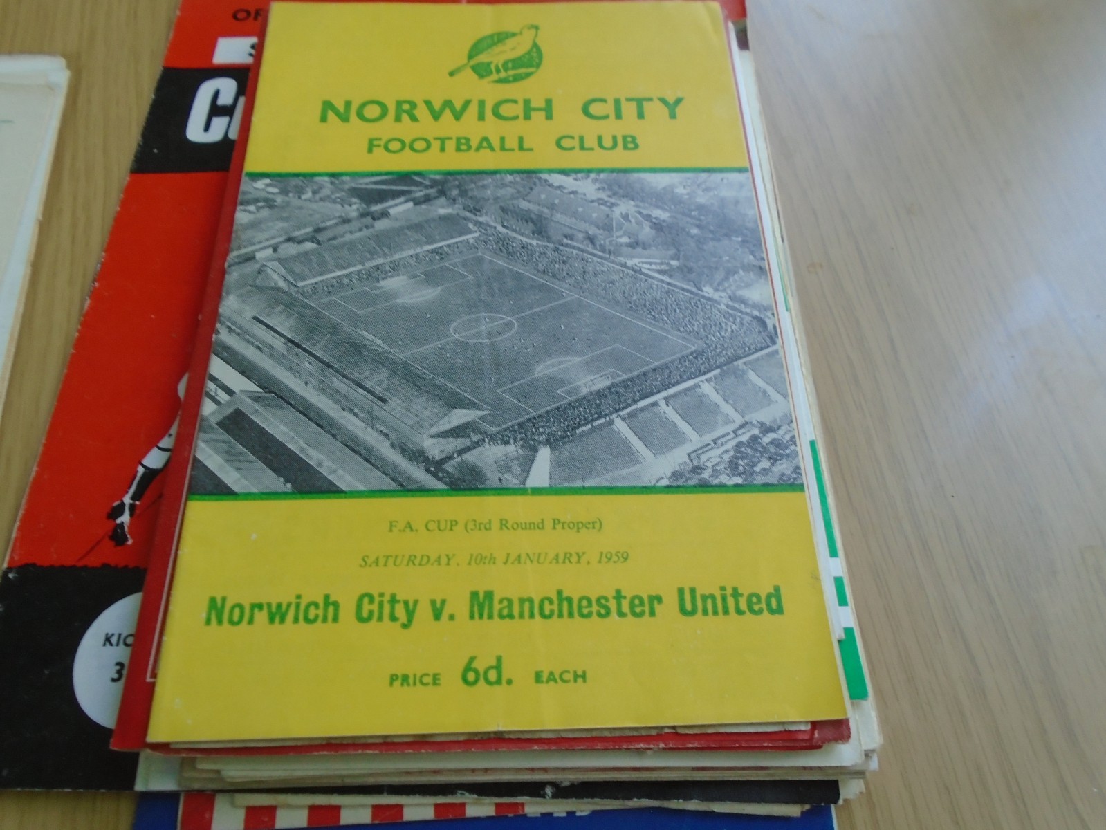 NORWICH CITY V MANCHESTER UNITED 1958-9 FA CUP 3RD ROUND for sale on Ebay