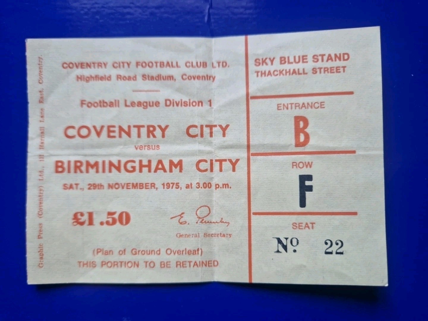 Coventry City v Birmingham City 28/10/72 Ticket - Division One  for sale on Ebay