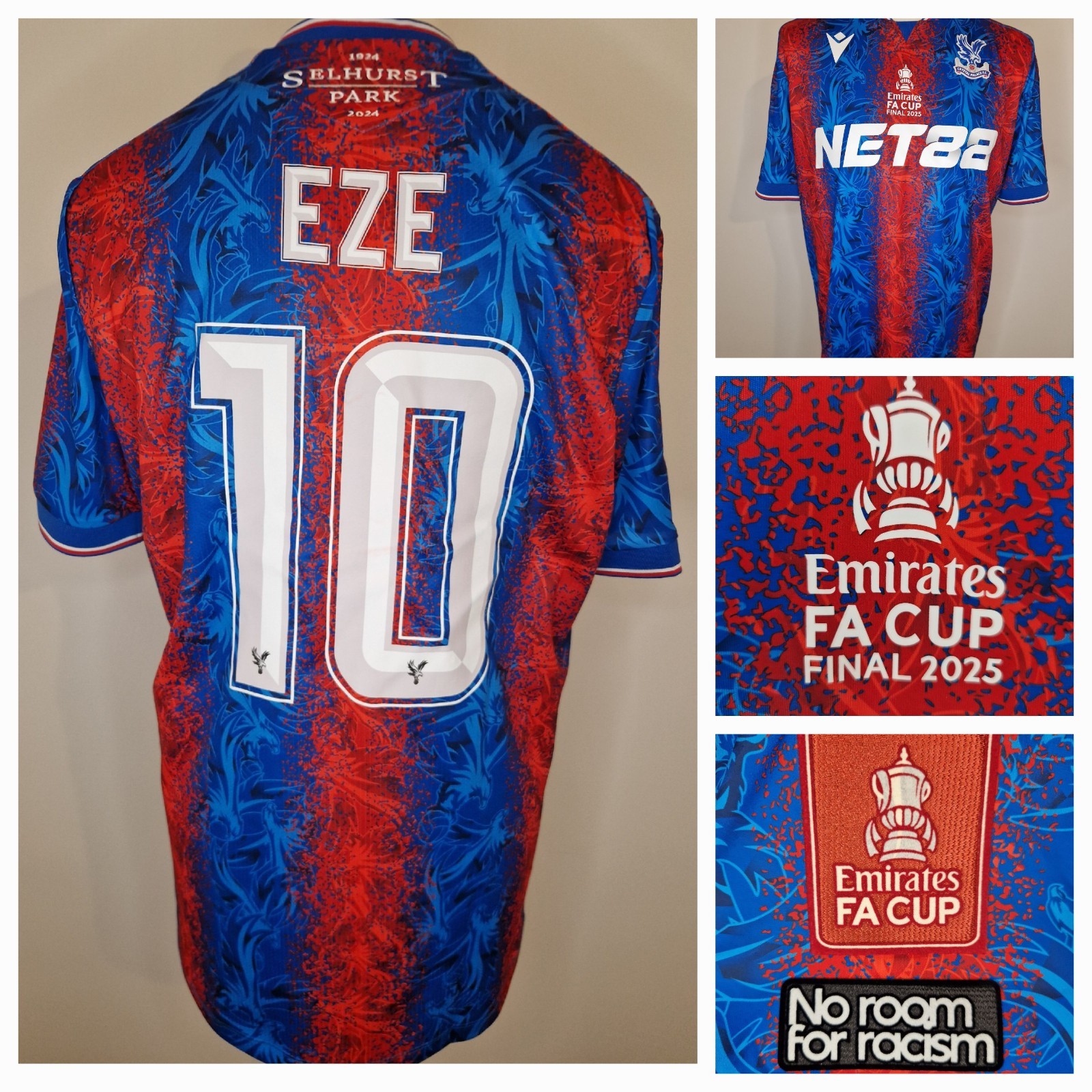 Original Macron Crystal Palace 2024/2025 FA Cup Home Football Shirt Eze #10 XL for sale on Ebay