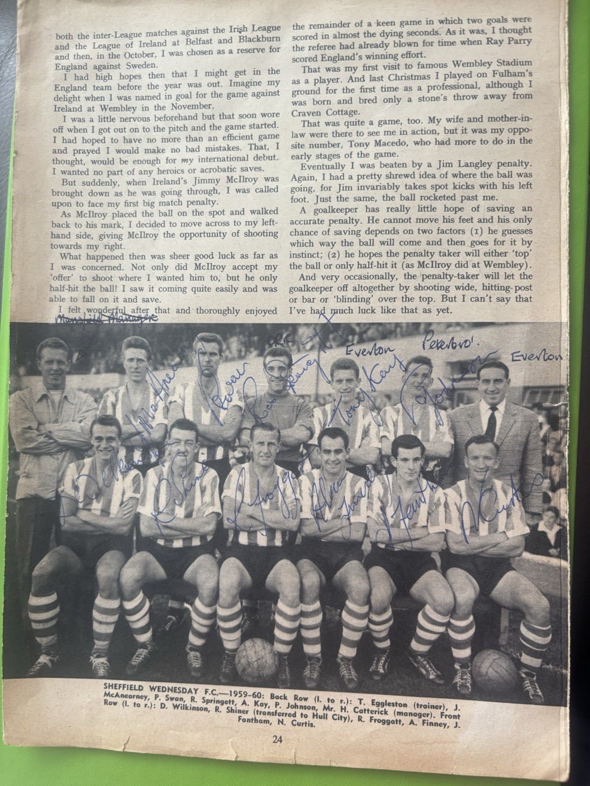 Sheffield Wednesday Team Photo Autographed 1959 for sale on Ebay