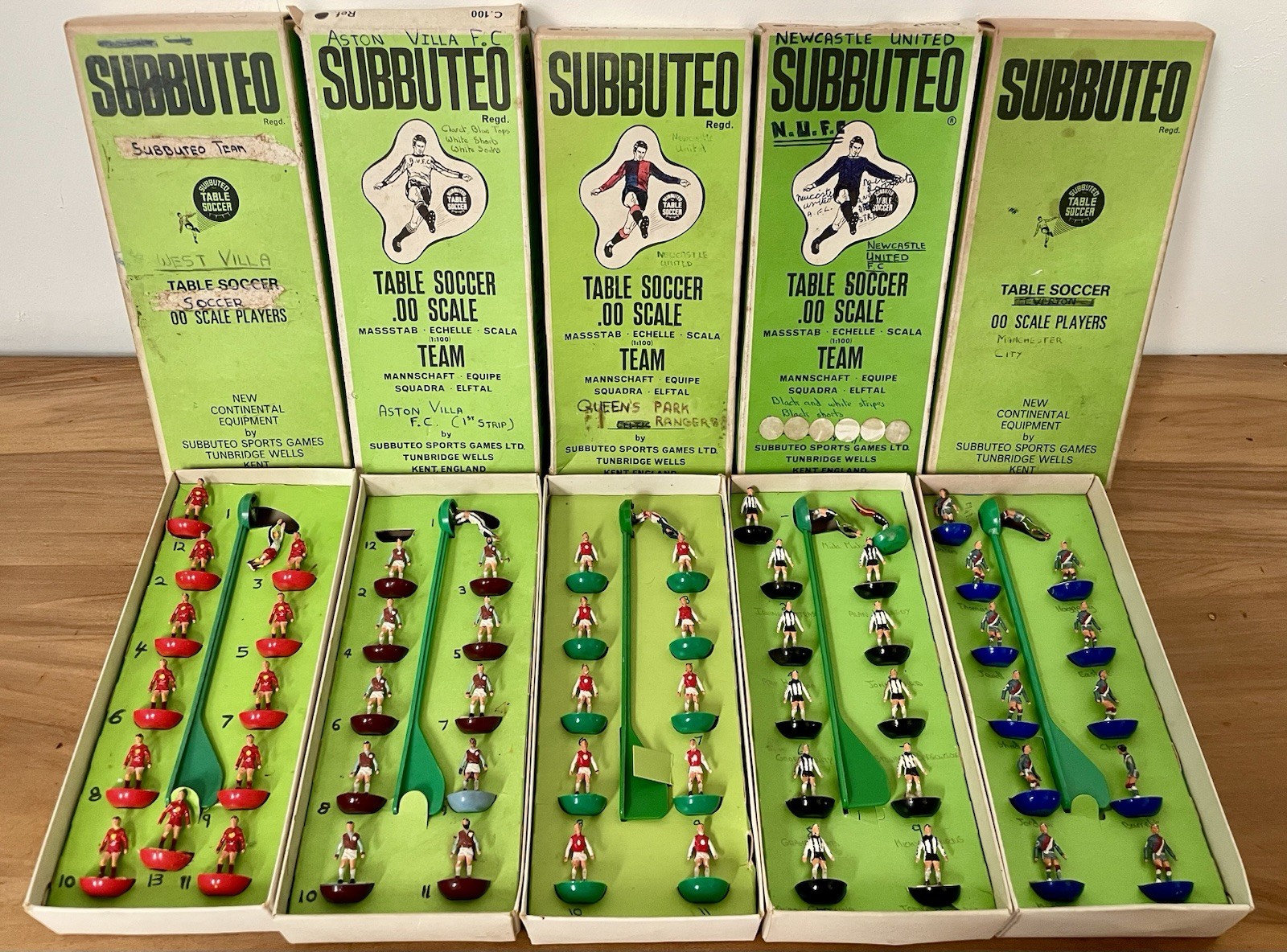 Job Lot Of Subbuteo Teams x 5 Aston Villa, West Ham, QPR, Man City, Newcastle for sale on Ebay