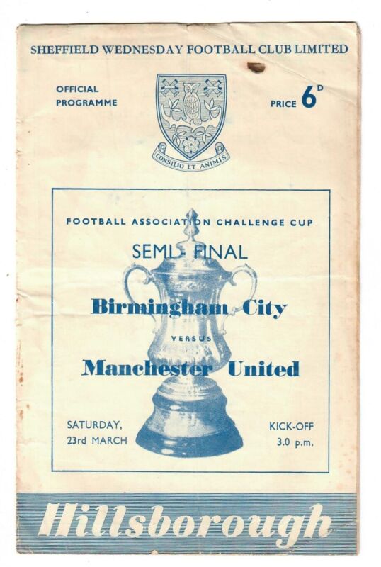Birmingham City v Manchester United - 1956-57 FA Cup Semi Final - Programme for sale on Ebay