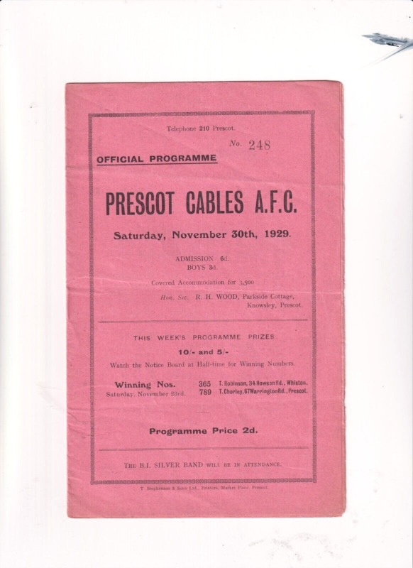 PRESCOT CABLES v BURNLEY - 1929/30 SEASON for sale on Ebay