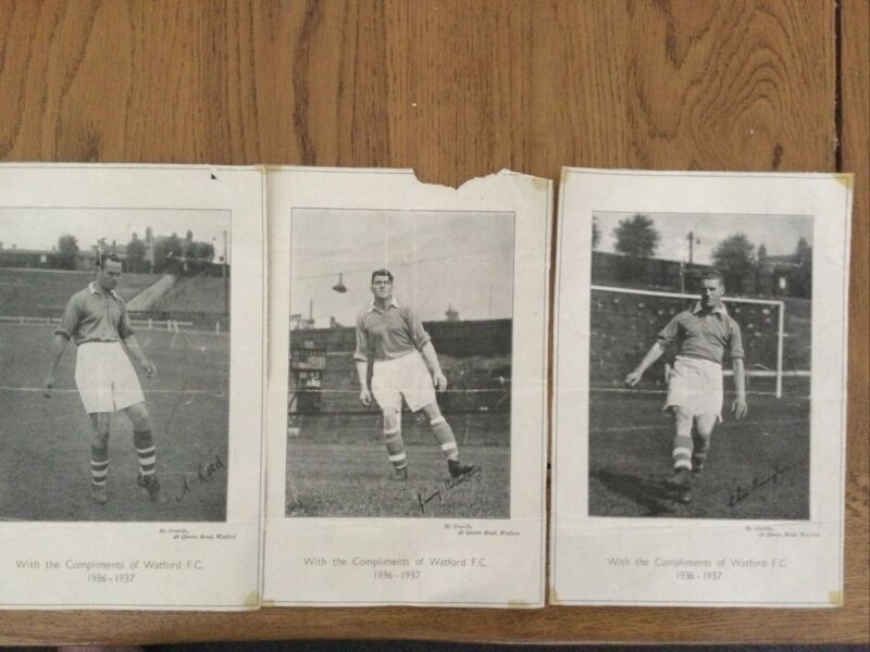 3 X Watford Fc 1936-1937 Signed Printed On Paper Photos for sale on Ebay