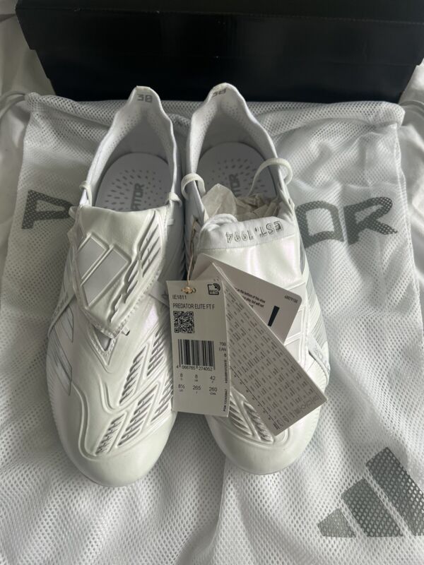 Adidas Predator Elite White fold-over tongue FG Football Boots - Size UK8 for sale on Ebay