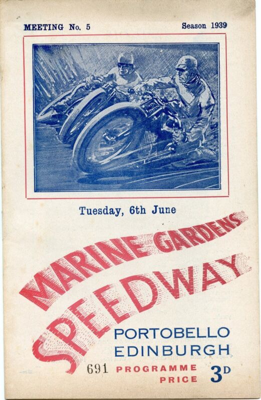 Speedway programme, Marine Gardens, Edinburgh v Crystal Palace on 6th June 1939 for sale on Ebay