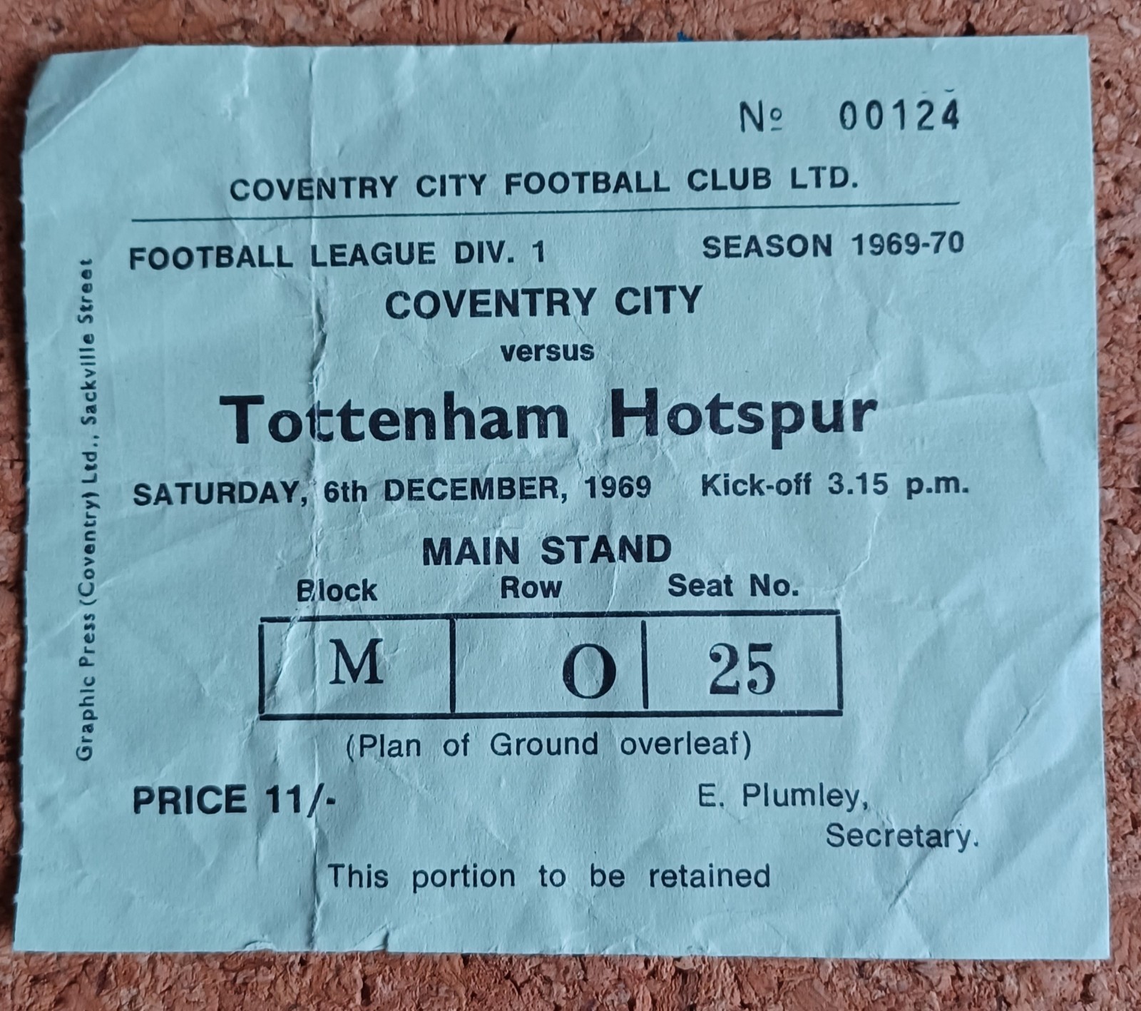 1969/70 COVENTRY CITY v TOTTENHAM HOTSPUR  LEAGUE DIVISION 1  06/12/1969 for sale on Ebay