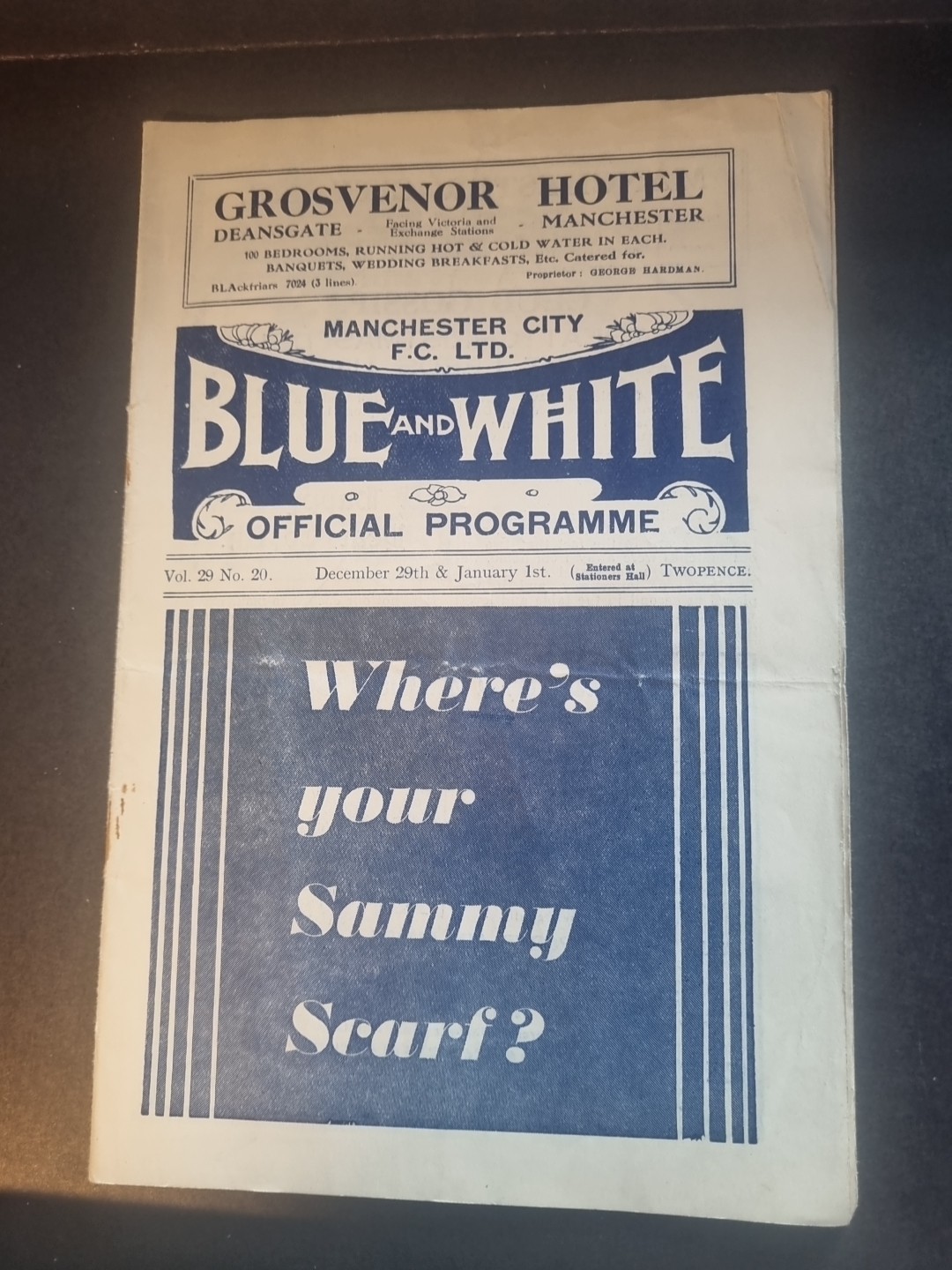 Manchester City V West bromich &  Liverpool Res.PRE WAR  Prog Div 1. 29/ 12/1934 for sale on Ebay