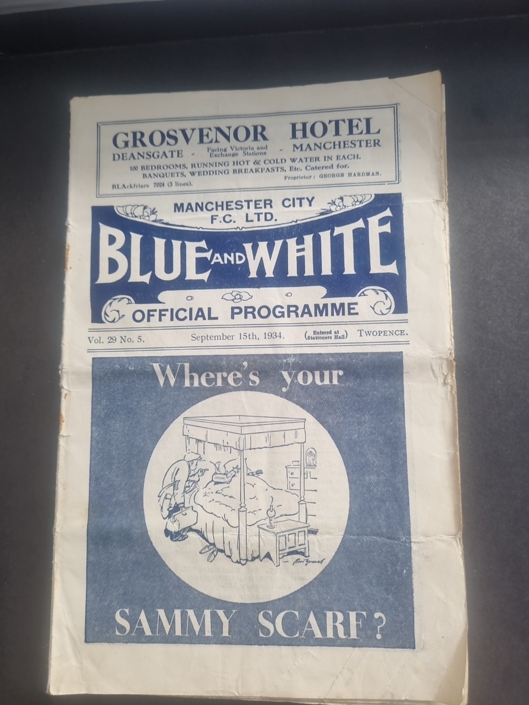 Manchester City V STOKE CITY SCFC PRE WAR  Programme Div 1.  15th SEPT 1934 MCFC for sale on Ebay