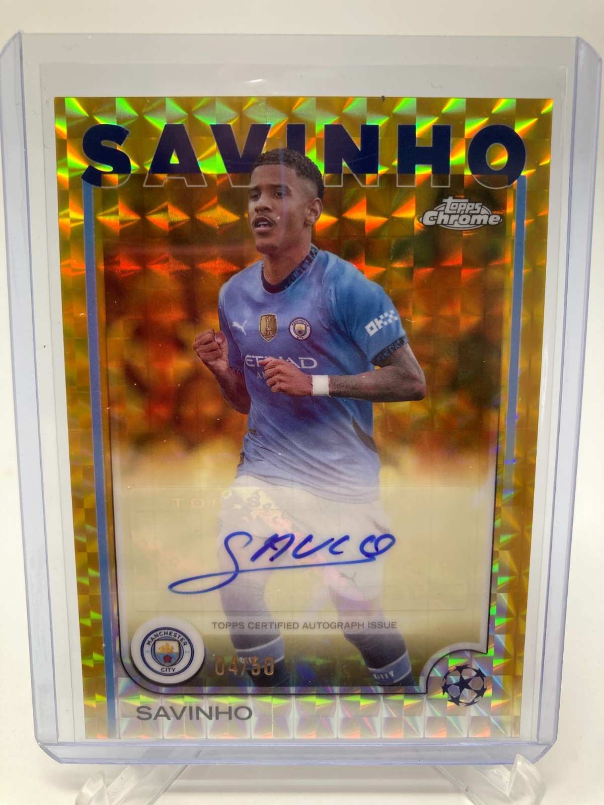 TOPPS CHROME 24/25 SAVINHO MANCHESTER CITY AUTO 4/50. for sale on Ebay