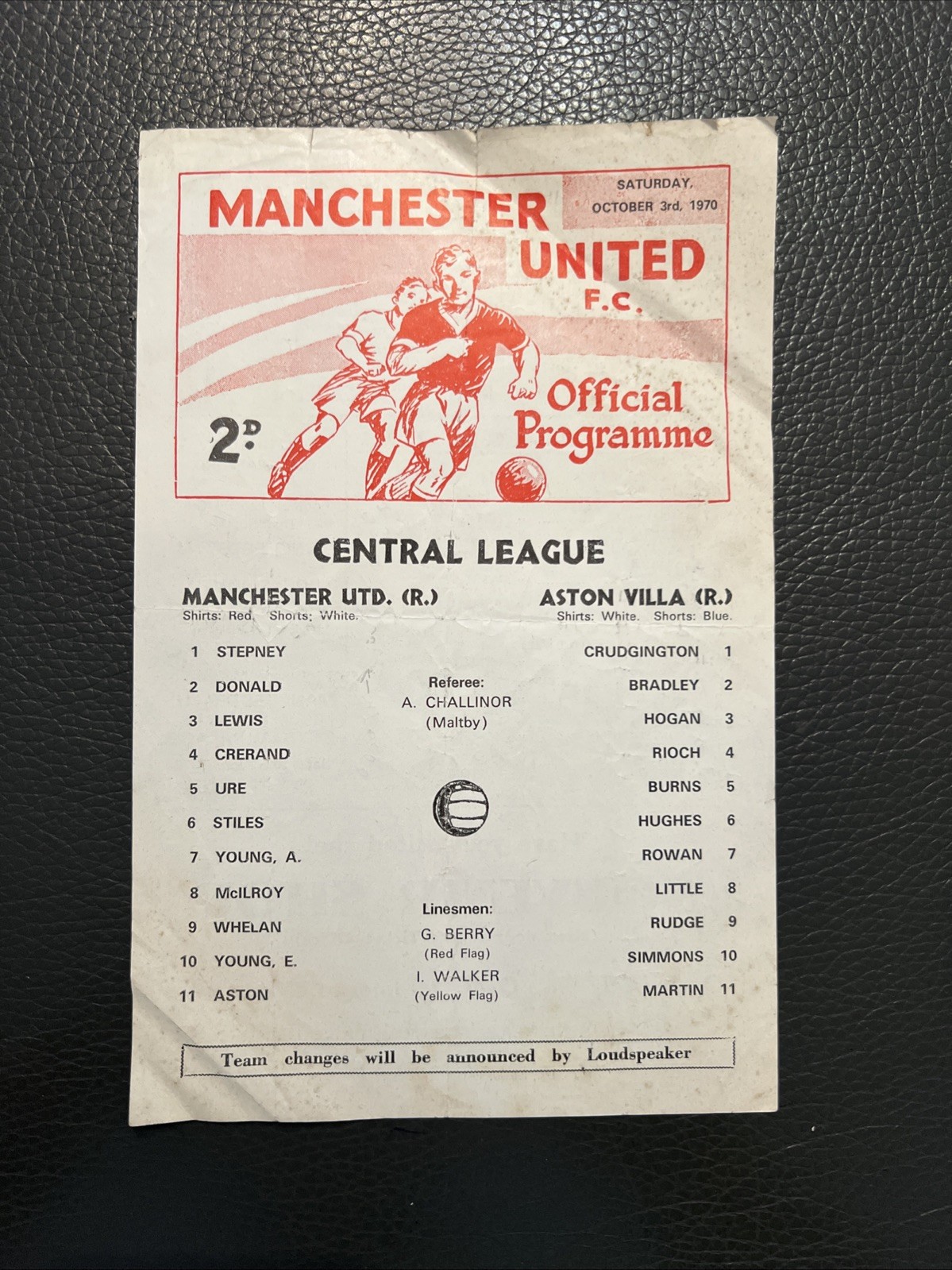 3.10.1970. Manchester United Reserves v Aston Villa Res, (Central League). S/S. for sale on Ebay