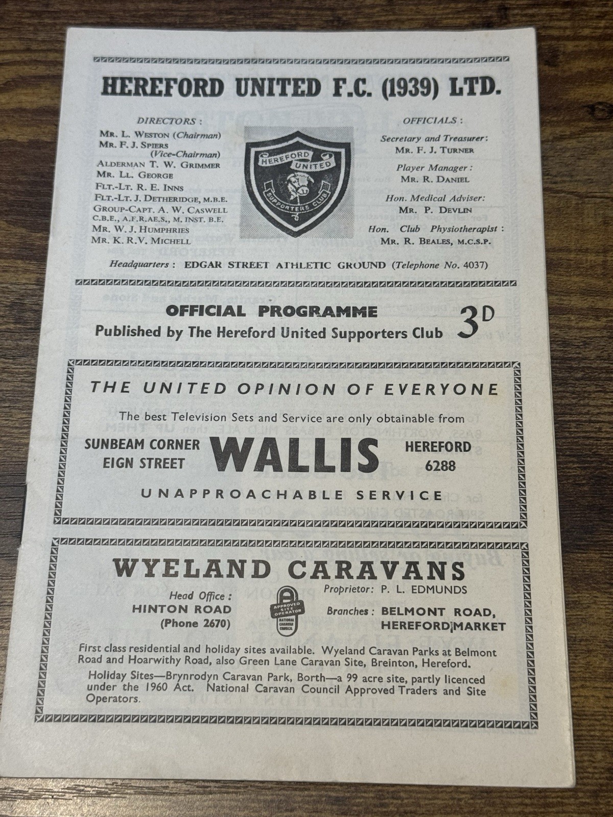 63/64 Hereford V ASTON VILLA MORRIS BENEFIT FRIENDLY       Football Programme for sale on Ebay