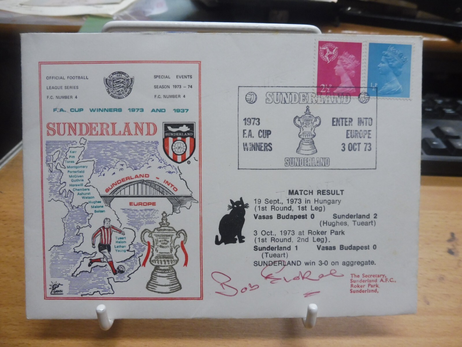Sunderland FA Cup Winners 1973 First Day Cover Signed by Bob Stokoe for sale on Ebay