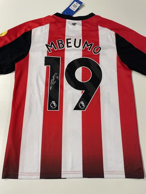 bryan mbeumo signed brentford home shirt *EXACT PHOTO PROOF* for sale on Ebay
