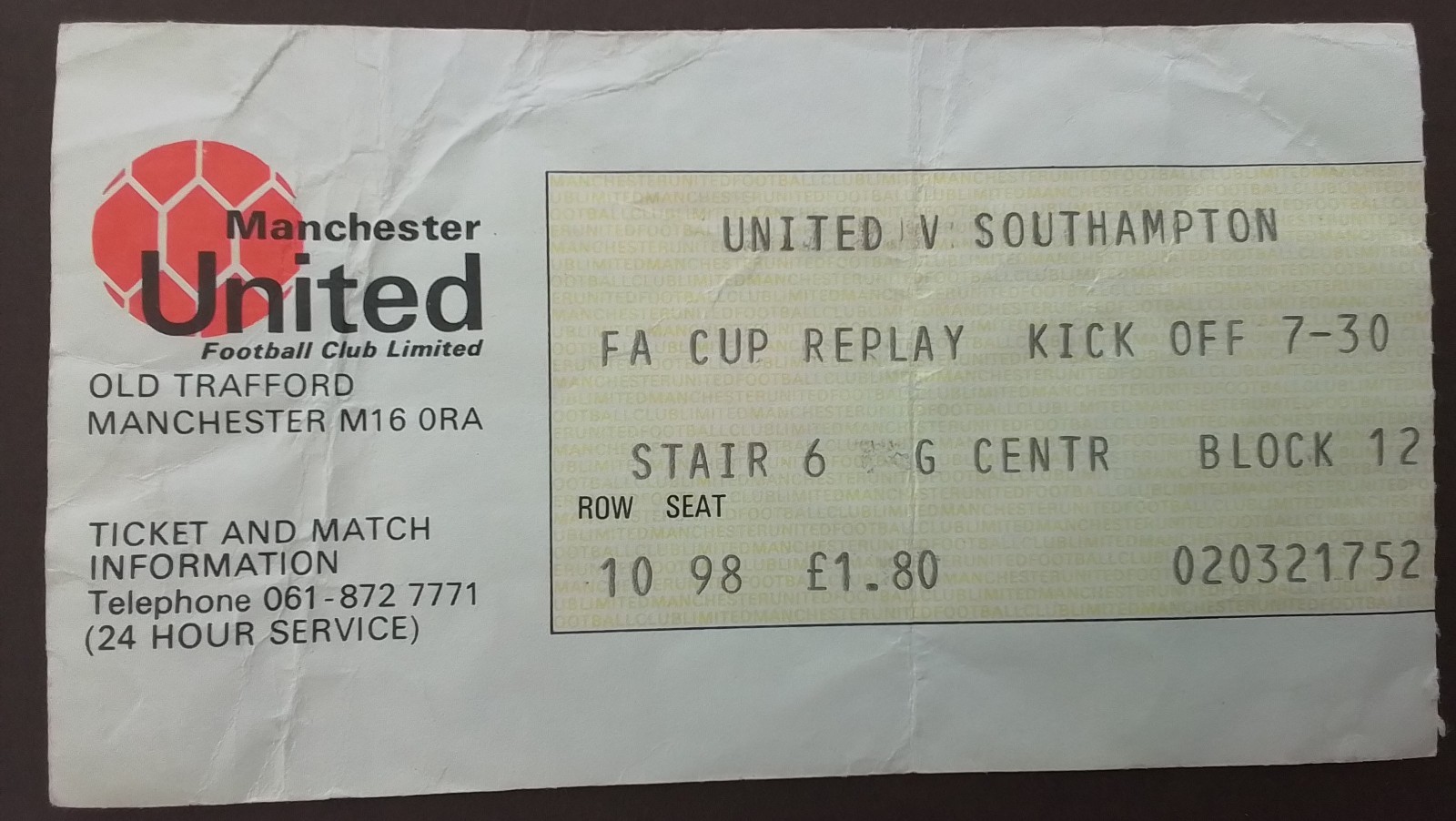 Manchester United v Southampton  FA Cup 5th Round Replay  1977 for sale on Ebay
