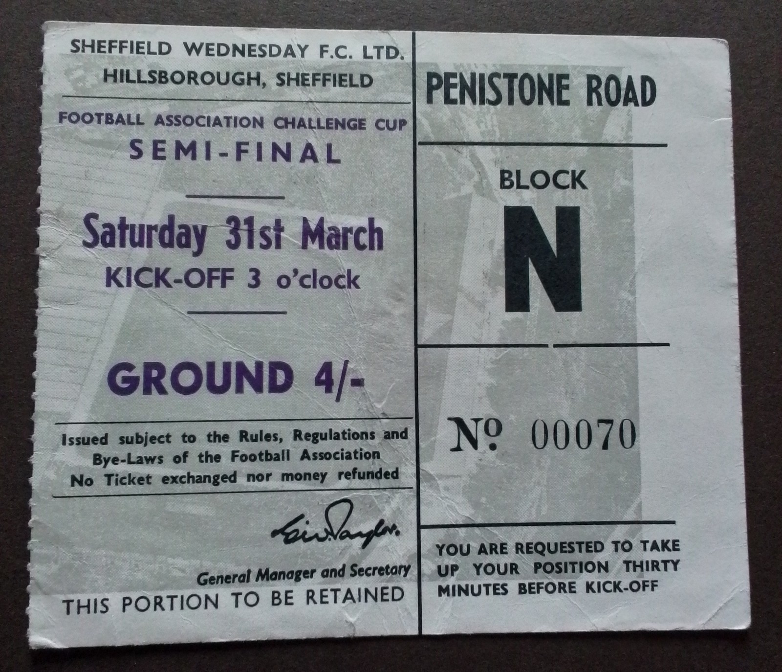 Manchester United v Tottenham FA Cup Semi Final 1962 at Hillsborough  for sale on Ebay