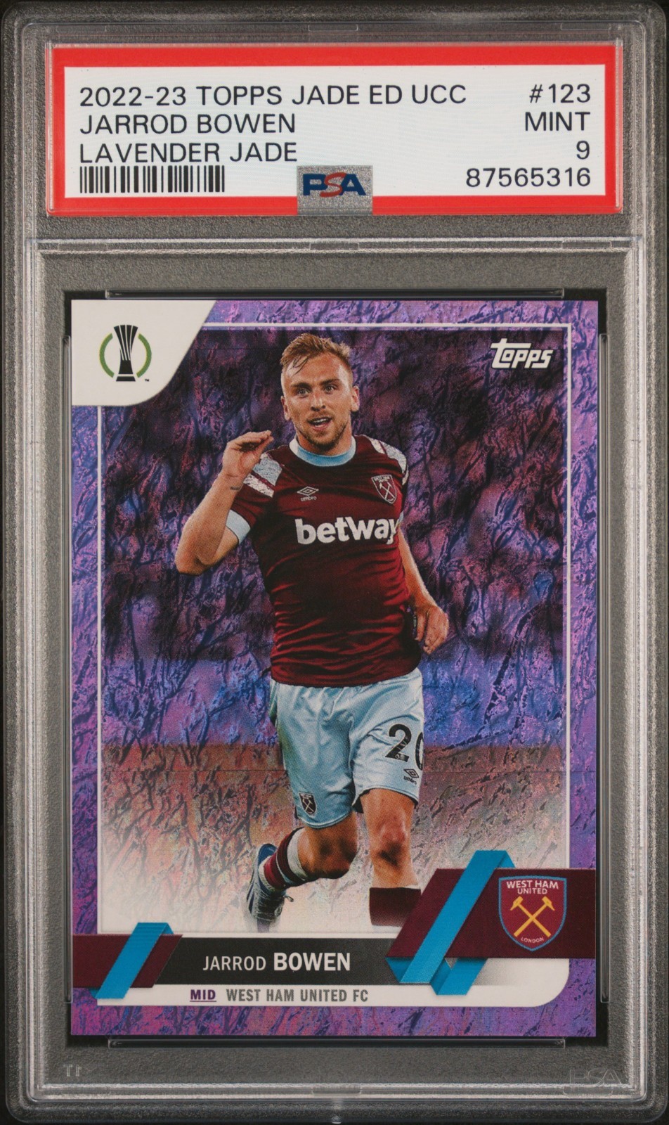 2022 TOPPS JADE EDITION UCC #123 JARROD BOWEN LAVENDER JADE /15 PSA 9 WEST HAM for sale on Ebay