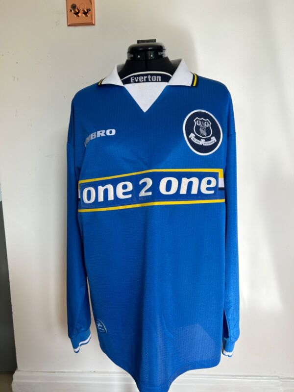 Everton Home Long Sleeved Shirt Mens Medium 1997/98 for sale on Ebay