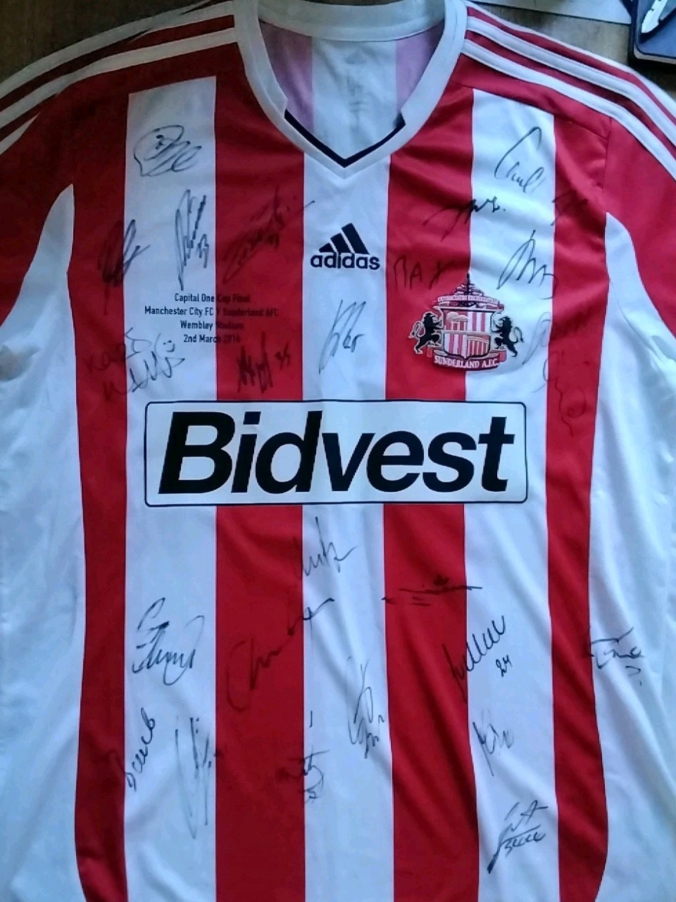 Signed Sunderland Shirt From 2014 Capital One Cup Final. for sale on Ebay