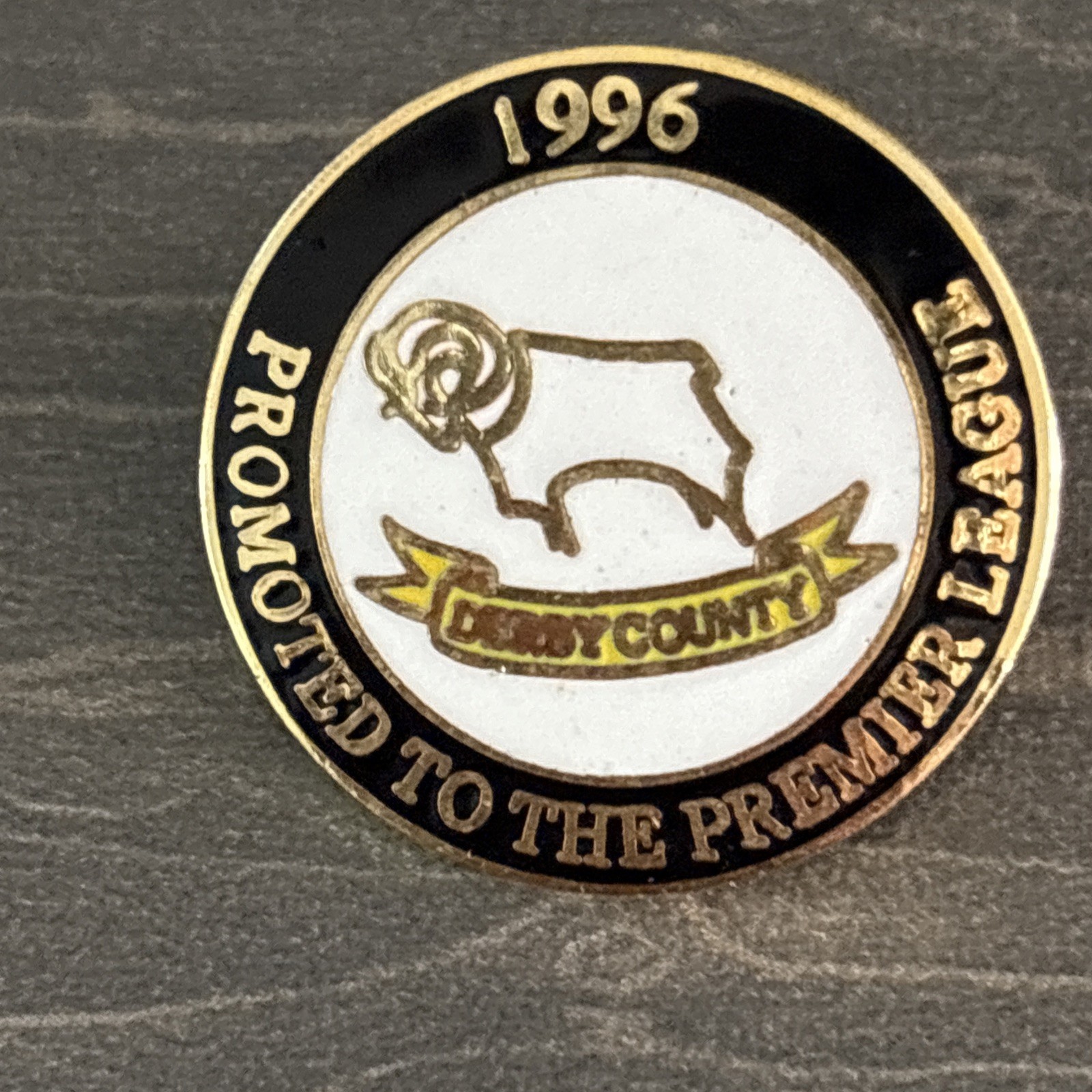 Derby County 1996 Promoted To The Premier League Pin Badge for sale on Ebay