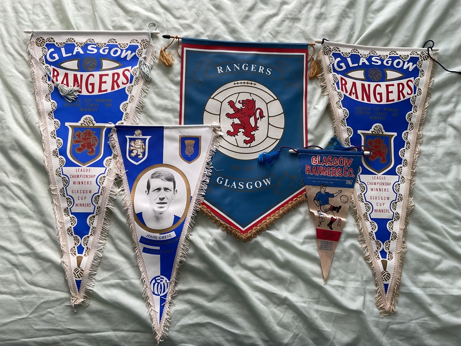 Vintage 1960/70s Glasgow Rangers Football Club pennant flags for sale on Ebay