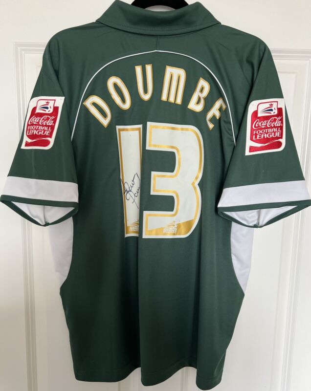 2005/06 - Plymouth Argyle SIGNED and MATCH WORN Home Shirt (#13 Doumbe) Size: M for sale on Ebay