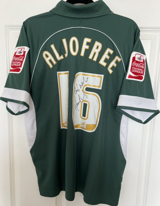2005/06 - Plymouth Argyle SIGNED and MATCH WORN Home Shirt (#16 Aljofree) Size M for sale on Ebay