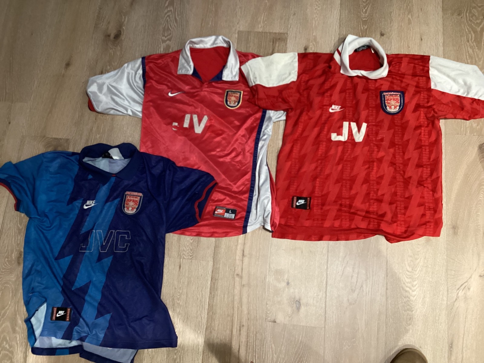 Arsenal FC 1994/1995/1996 Football Shirt 1998/1999, 1995/1996 3 Shirts with WEAR for sale on Ebay