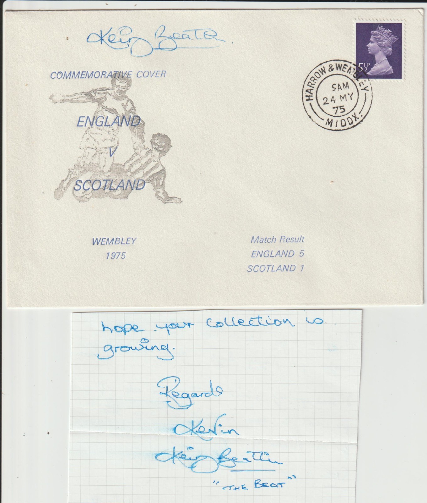 KEVIN BEATTIE ( IPSWICH TOWN )  - SIGNED - ENGLAND 1975 ENVELOPE for sale on Ebay