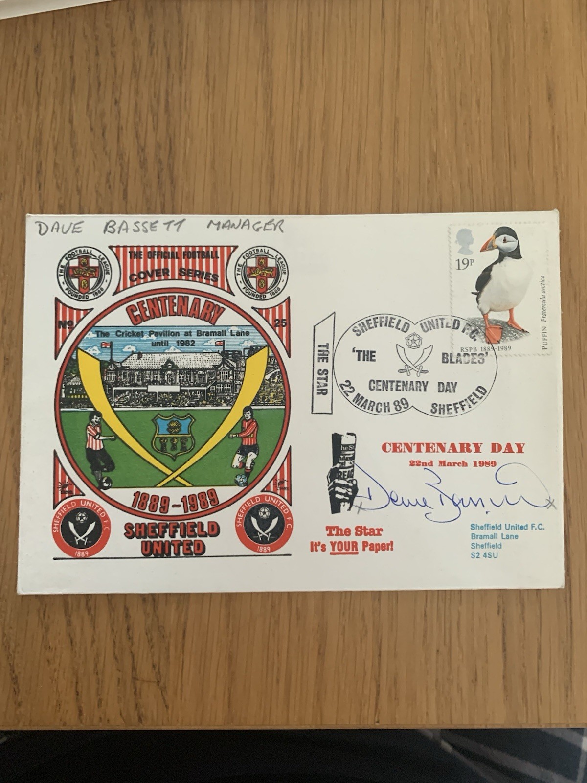 Sheffield United 1989 Centenary Day First Day Cover Signed By Dave Bassett for sale on Ebay
