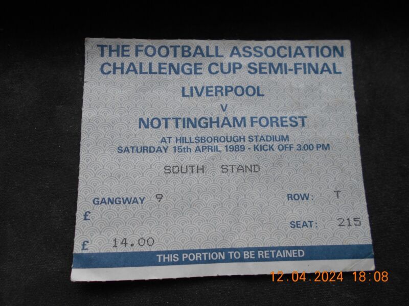 LIVERPOOL v NOTTINGHAM FOREST FA CUP SEMI FINAL TICKET 15/4/1989 (ABANDONED) for sale on Ebay
