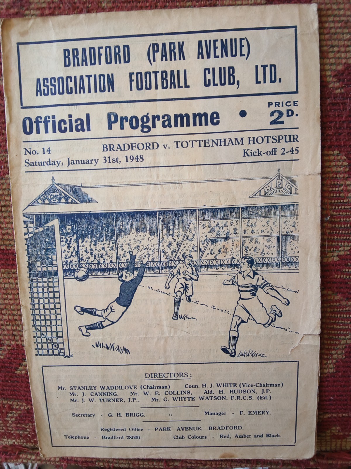 Bradford Park Avenue v Tottenham 1947/48 for sale on Ebay