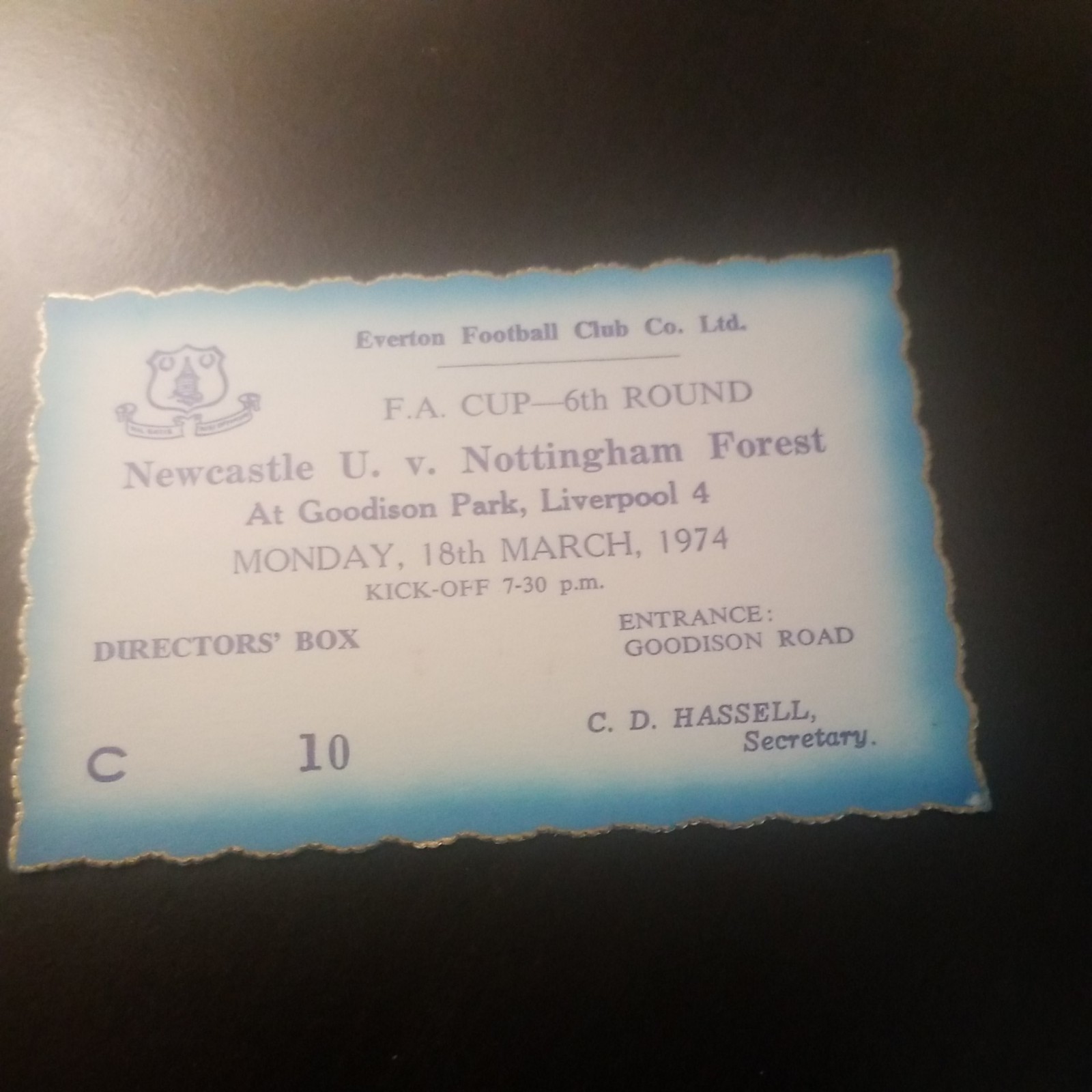 NOTTS  FOREST V NEWCASTLE UNITED  FAC 6TH RD REPLAY AT EVERTON 1973 74 TICKET  for sale on Ebay