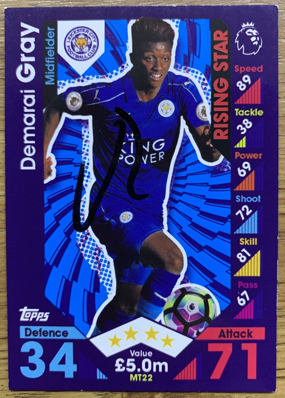 MATCH ATTAX SIGNED CARD - DEMARAI GRAY - RISING STAR - LEICESTER CITY for sale on Ebay