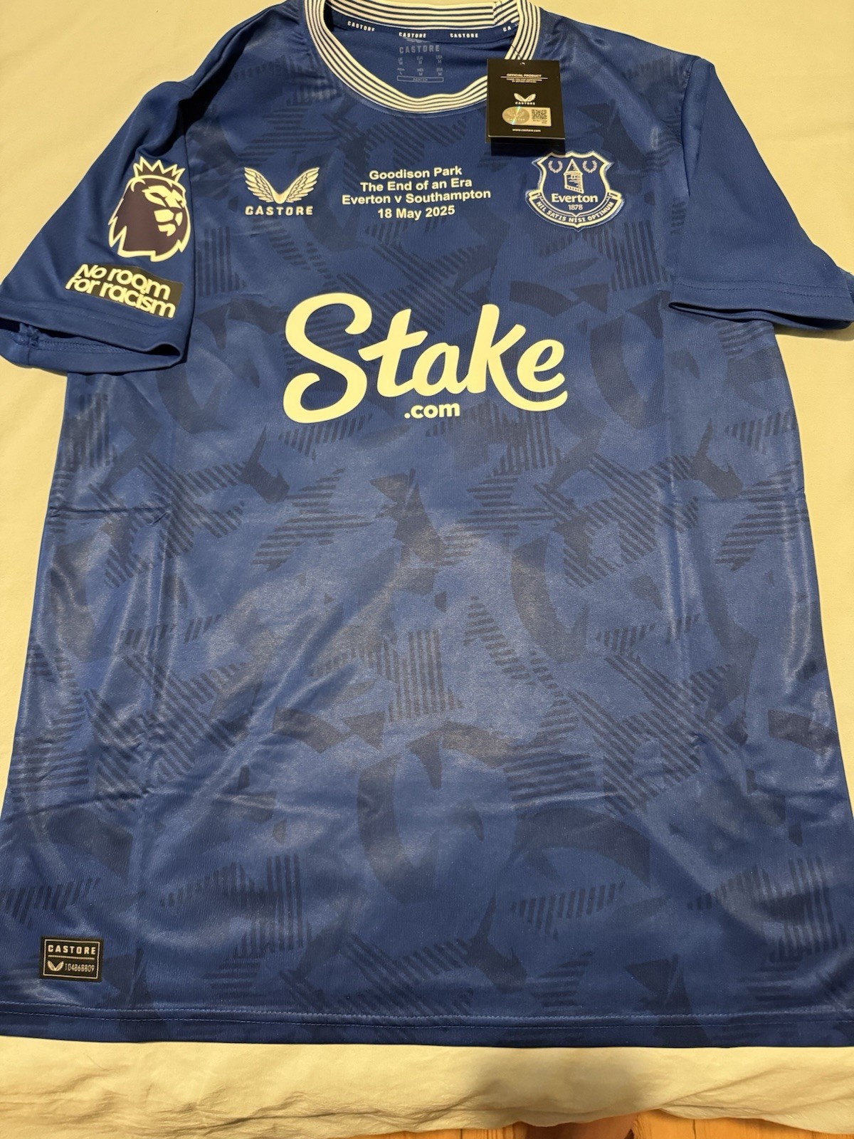 Everton 24/25 Home Shirt Jersey Match Details Final Match at Goodison Park Patch for sale on Ebay