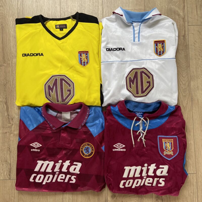 4 x Aston Villa 1990/1992/2002 & 2003 Home & Away Shirts Original (XL/XXL) for sale on Ebay