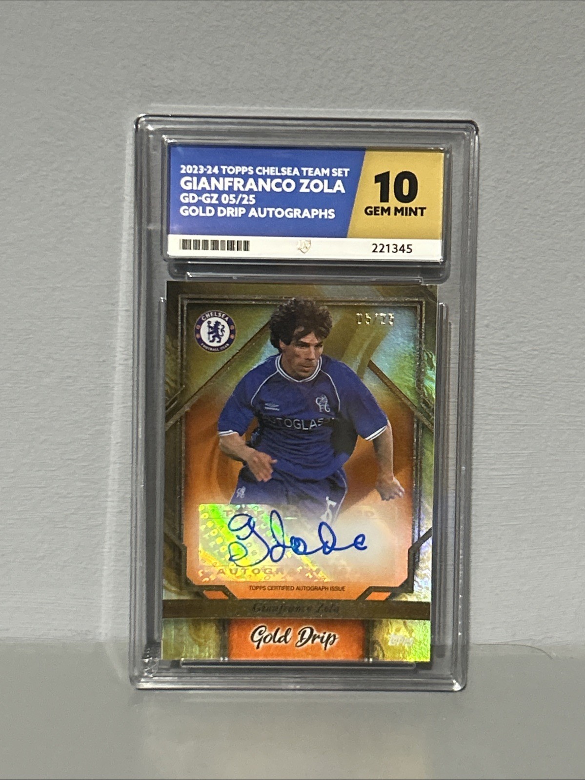 2024 - Gianfranco Zola - 2023-24 Topps Chelsea Team Set/25 - Gold Drip Autograph for sale on Ebay