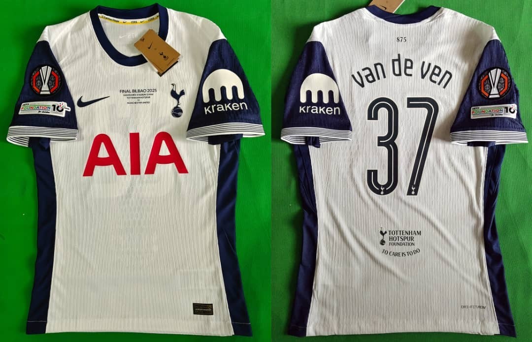 Tottenham Hotspur Europa League Final 2025 Shirt Size XL Van de Ven for sale on Ebay