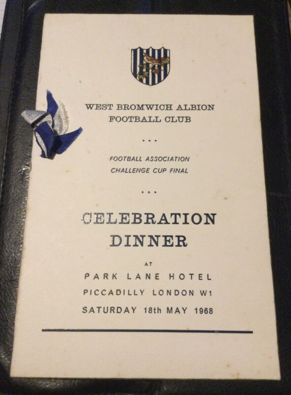 WBA West Brom FA Cup Winners Celebration Dinner @ Park Lane Hotel 18th May 1968 for sale on Ebay
