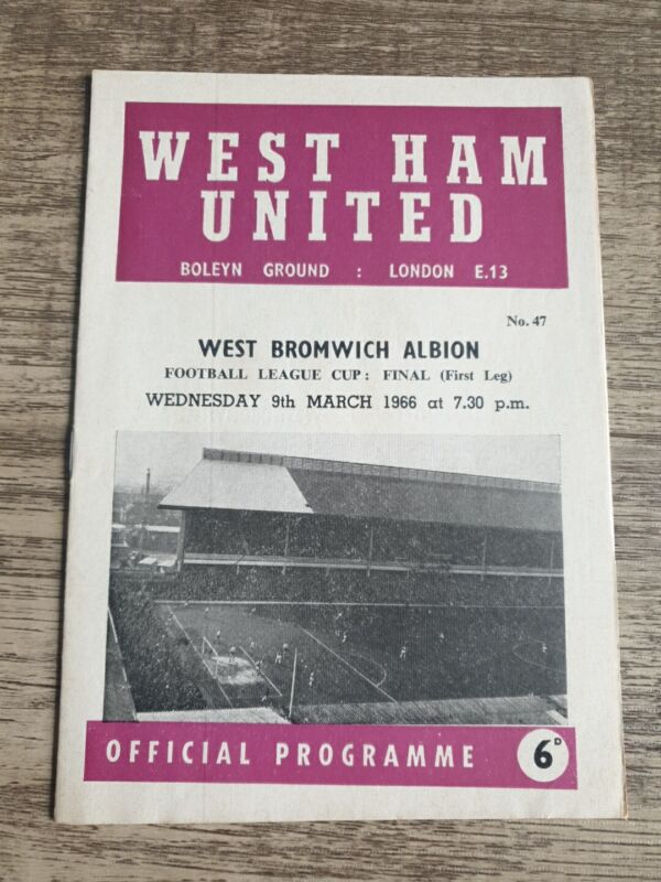 LEAGUE CUP FINAL PROGRAMME 1966 West Ham v West Brom for sale on Ebay