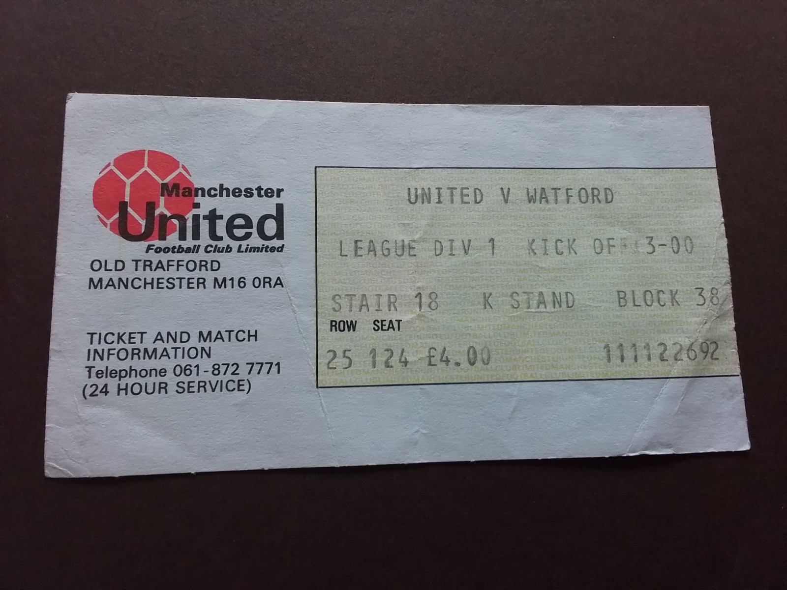 Manchester United v Watford Division One 1985/6 for sale on Ebay