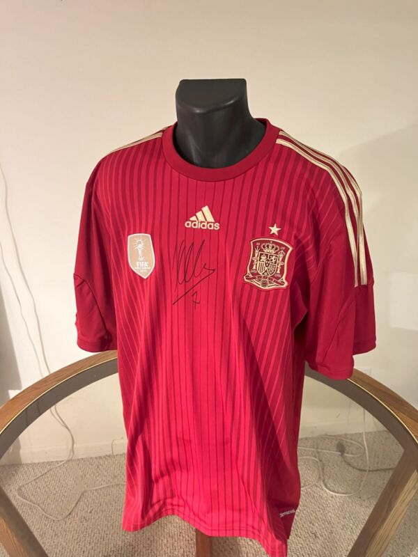 David Villa Signed Adidas Spain with Patch Home Jersey World Cup Winner for sale on Ebay