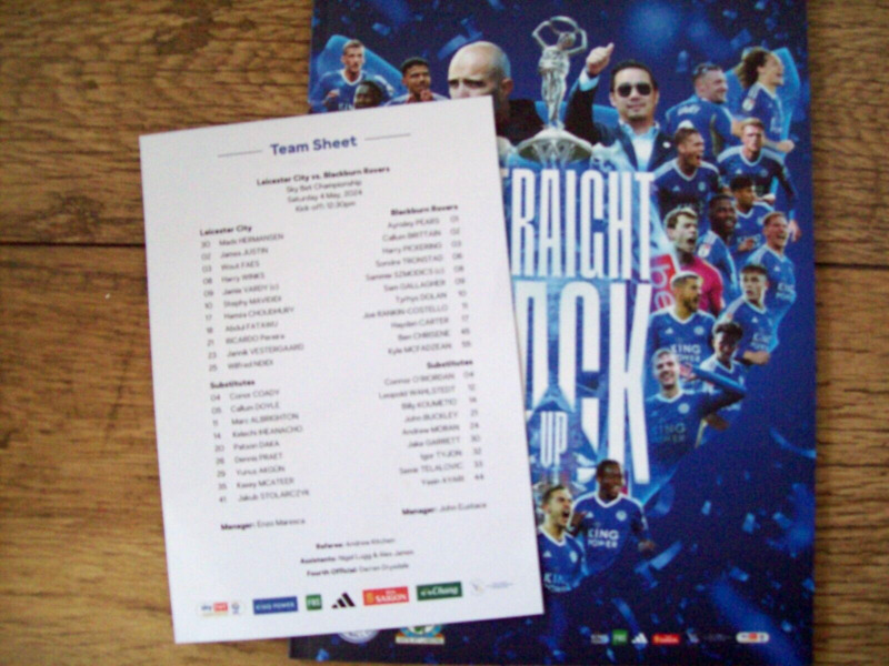 LEICESTER CITY  v  BLACKBURN ROVERS  4th MAY 24 LARGER   PROGRAMME & TEAM SHEET for sale on Ebay