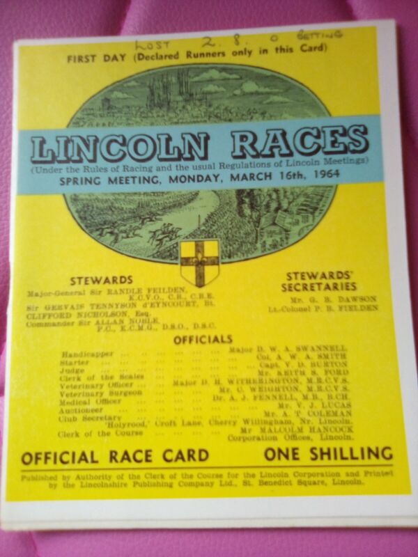 LINCOLN RACECARD MARCH 16TH 1964 for sale on Ebay