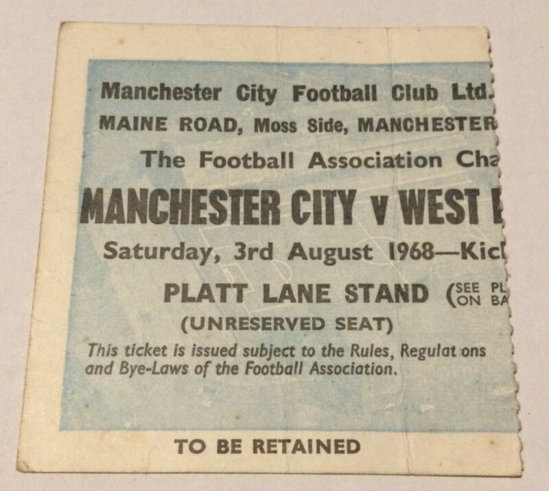 3/8/1968 Man City v WBA West Brom CHARITY SHIELD Ticket  & Coach Ticket for sale on Ebay