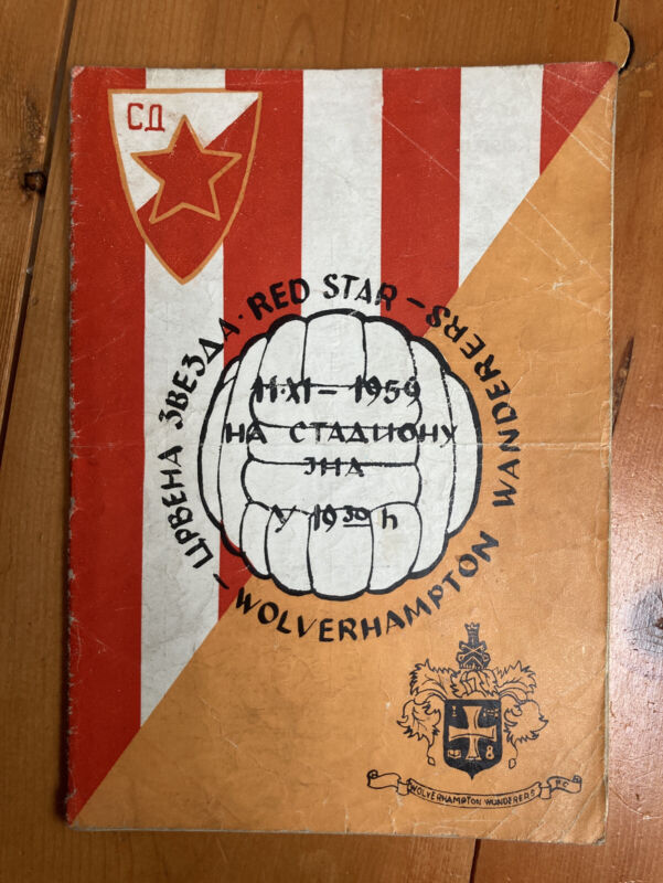 1959 European Cup programme:- Red Star Belgrade v Wolves. Rare. VGC!! for sale on Ebay
