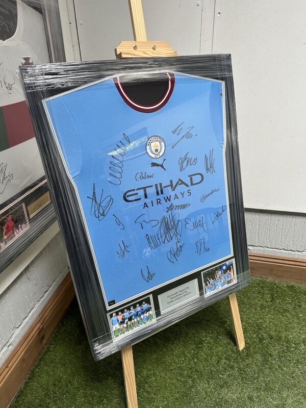 Manchester City Signed 22/23 Shirt By Team Inc Guardiola, Haaland With COA for sale on Ebay