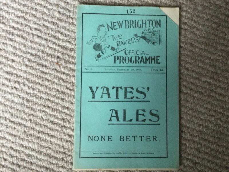 NEW BRIGHTON V DARLINGTON FOOTBALL PROGRAMME FROM 1934 for sale on Ebay