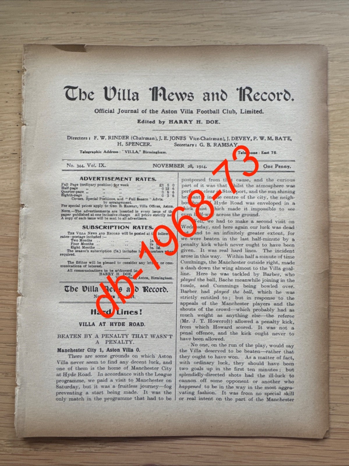 1914/15 - Aston Villa v Willenhall Swifts RESERVES + Man City Div 1 report for sale on Ebay